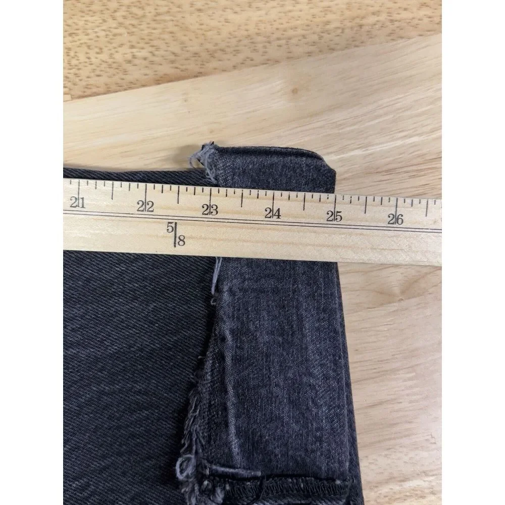 Reformation Crop Cigarette Euphrates Raw Hem Frayed Charcoal Black - Picture 15 of 16